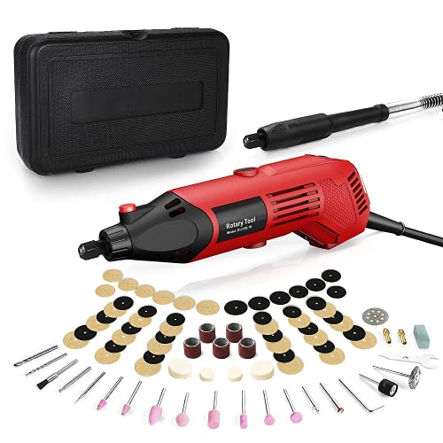 Rotary Tool Kit, Rotary Tool with Flex shaft, 83pcs Accessories, 6-Speed(8000-35000rpm), Perfect for DIY Creations, Craft Projects, Drilling, Cutting, Sanding, Polishing and Engraving (E10993)