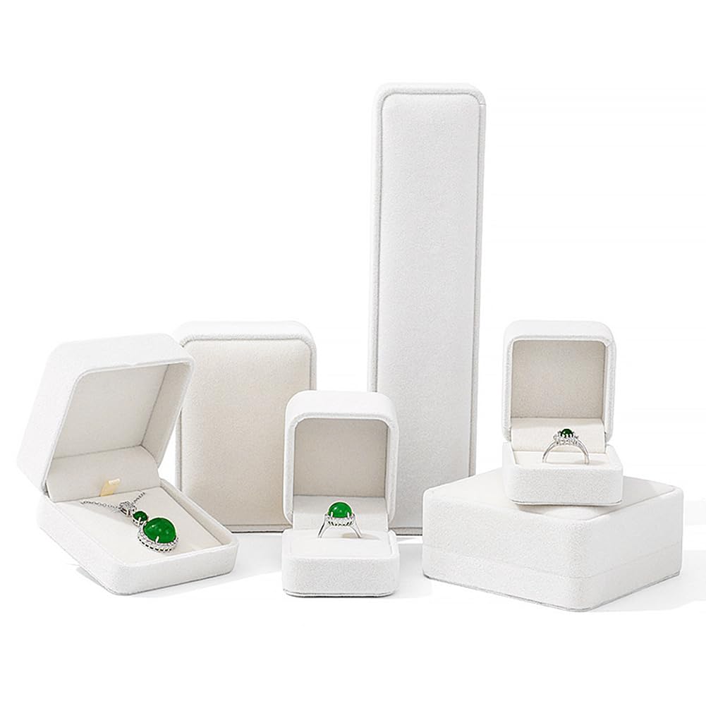 MOTTK Velvet Necklace Pendant Gift Box Jewelry Boxes,Bracelet Ring Stud Earrings Storage Box Jewellery Case for Wedding Proposal Engagement Birthday (White,Bracelet Box)