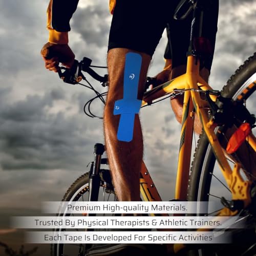 Image of HANSO Classic Plus Kinesiology Tape Premium Cotton Blend | Tape for Physiotherapy, Sports Injuries, Pain Relief, Muscle Support (Blue)
