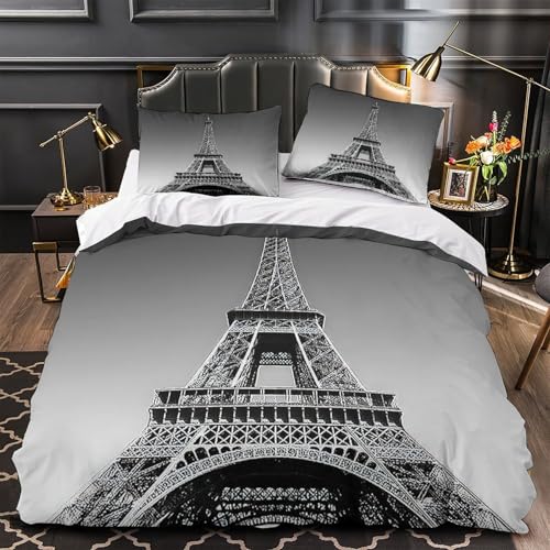 Housse de Couette Eiffel Tower 3D King 220x240 en microfibres ultra douce - 2