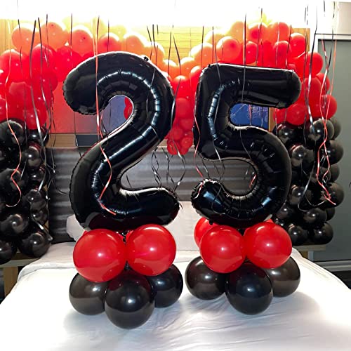 Image of 40 Inch Black 25 Number Balloons Giant Jumbo Huge 25 or 52 Foil Mylar Helium Number Digital Balloons Black Birthday Mylar Digital Balloons 25 Birthday Party 25th Anniversary Events Party Decorations
