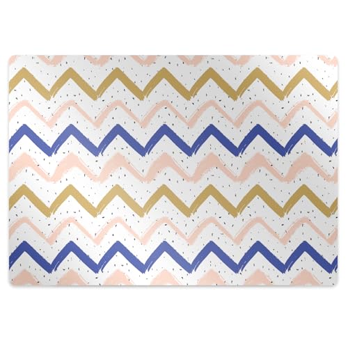 Tapis de chaise design zigzags peints protège-sol PVC rectangulaire 100x70 - 3