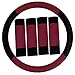 FH Group FH2033BURGUNDY Steering Wheel Cover (Modernistic and Seat Belt Pads Combo Set Burgundy)
