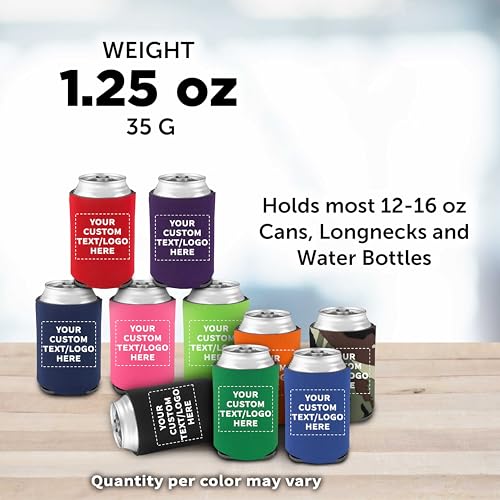Image of Personalized Assorted Collapsible Can Coolers Set of 10 /50 /100 by DISCOUNT PROMOS, Custom Bulk Pack - Keeps Your Drink Cold, Great for Beer, Soda and other Beverages - Assorted