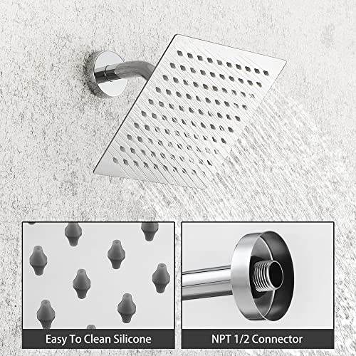 Set de grifería para baño SKOWLL, montaje en pared, cabezal de ducha de 8 pulgadas, sistema de ducha con válvula y mango, función simple, acabado en cromo pulido miniatura 3