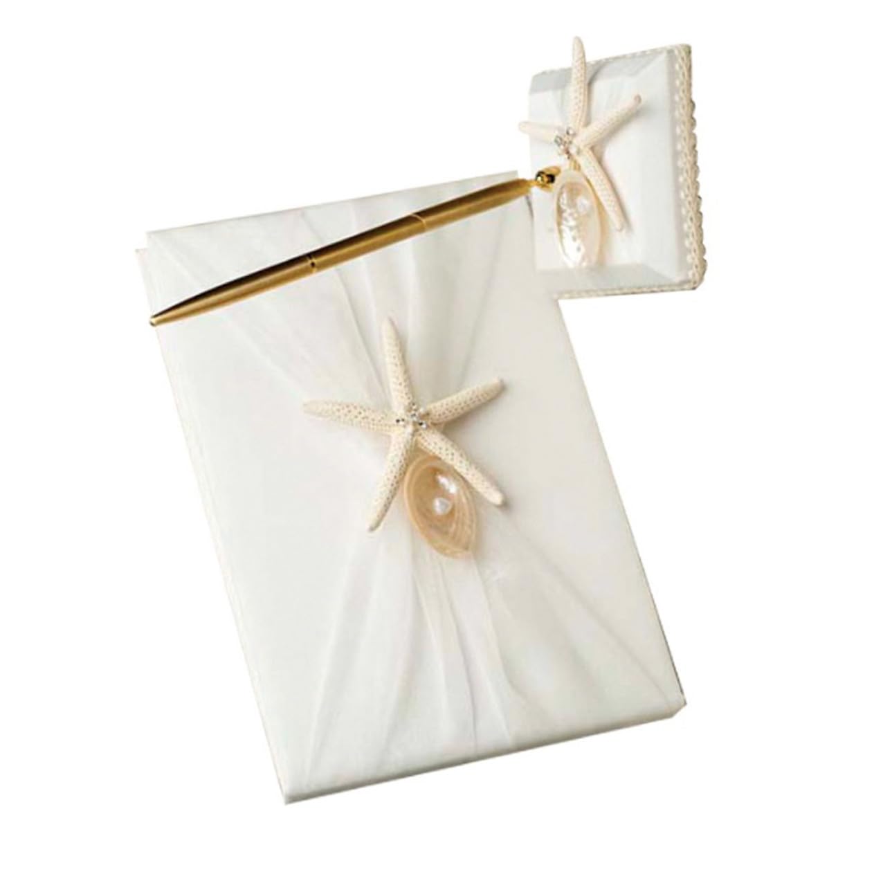 ibasenice Libro degli Ospiti per Registrazione Messaggi e Presenza Stile Spiaggia Matrimonio con Copertina Bianco ad Anelli per Cerimonie e Fidanzamenti