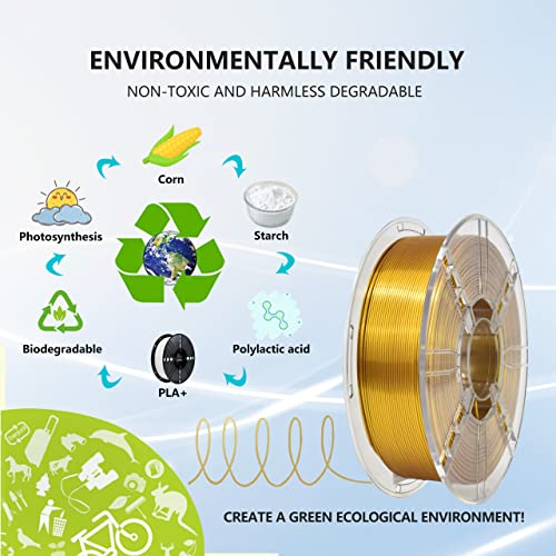 Image of iBOSS PLA Plus (PLA+) Silk Filament 1.75mm, 3D Printer Filament,1.75 PLA Filament, Dimensional Accuracy + /- 0.02 mm, 1KG 2.2 LBS Spool 3D Printing Material(Silk Gold)