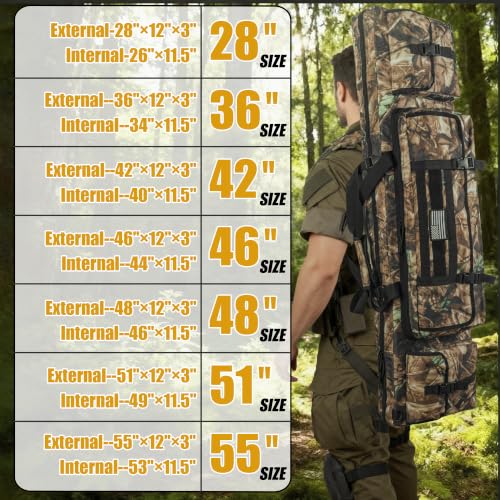 Image of 28 /32 /36 /42 /46 /48 /51 /55 inch Double Rifle Case Soft Gun Bag Tactical Backpack | Portable Long Rifle Bag for Outdoor Hunting Shooting, Gun Case Firearm Storage & Transportation, Hunting Shooting Range