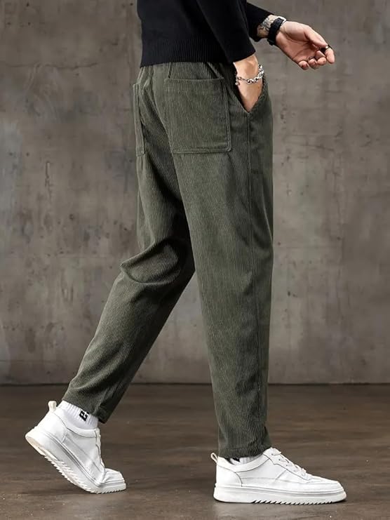 Image of NoseQueen Men's Corduroy Relaxed Fit Stretchable & Comfortable Sweatpant Trousers Pant