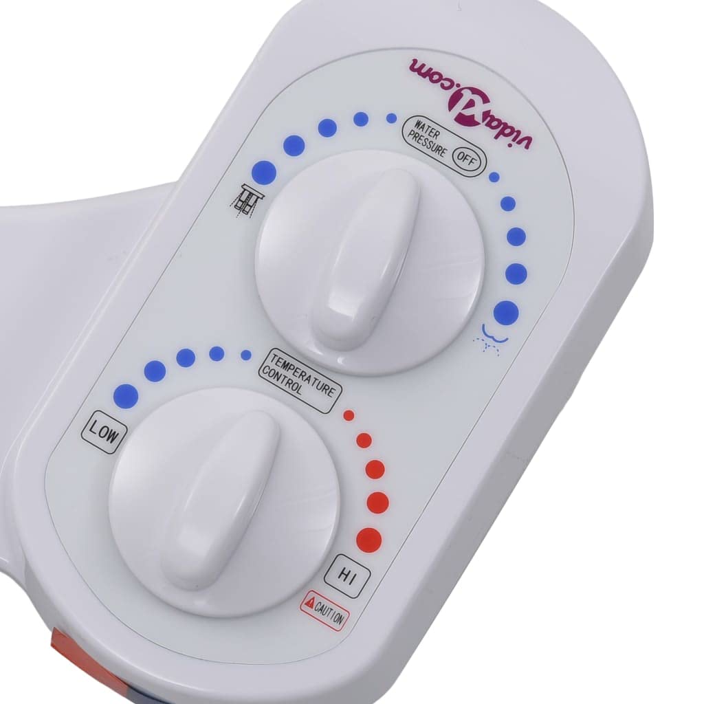Bidet-Aufsatz für Toilettensitz mit Kalt- und Warmwasseranschluss, Selbstreinigende Düse, Messingadapter, Einfache Montage ohne Strom
