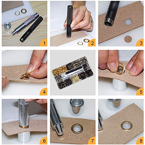 Innetoc 200 Sets - Grommet Eyelets 8Mm 5/16" Inside Diameter 600# With Setting Tool Canvas Clothes (5/16", Mixed) #TOP5