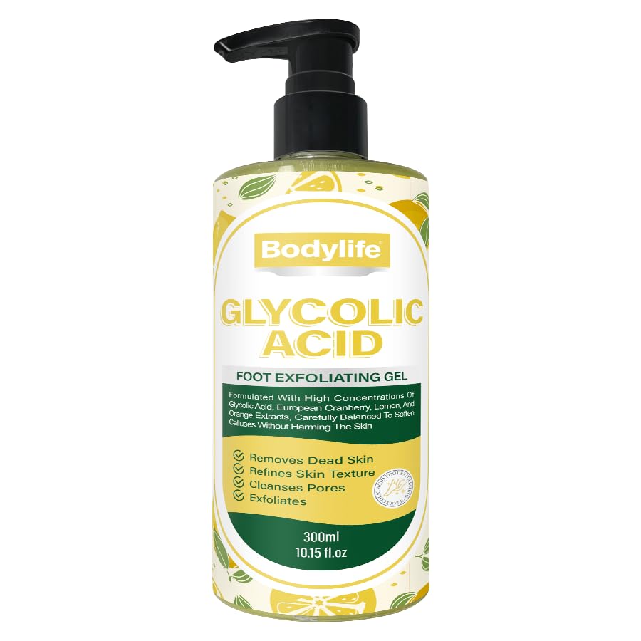 Glycolic Acid Foot Exfoliating Gel 10.15 fl oz Foot Peeling Gel Callus Remover Dead Skin Remover for Feet with Fruit Acids Lemon Lime Bilberry Hydrating Foot Peel for Smooth Soft Feet