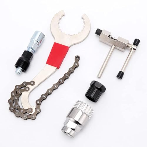 5PCS Fahrrad Kettenbrecher Fahrradreparaturwerkzeugsätze Fahrrad Kurbelabzieher Fahrrad Tretlagerabzieher Freilaufabzieher Kettenbrecher Splitter Werkzeug Outdoor Radsport Fahrrad Wartung Werkzeugsatz Cover