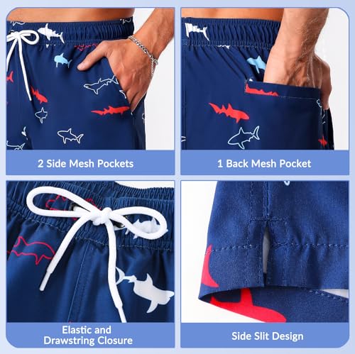 Mens Swim Trunks with Compression Liner, 7" Quick Dry Bathing Suits Stretch Swimming Shorts Men's Swimwear3