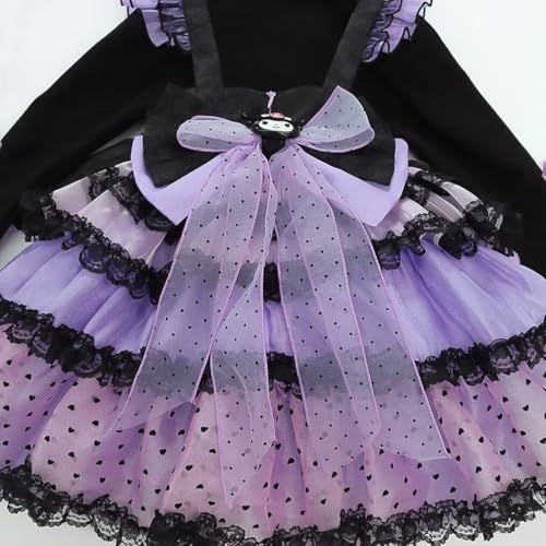 Puffy Tutu Lace Black Purple Dress and Shirt for Little Girls Halloween Homecoming Party Special Occasion3