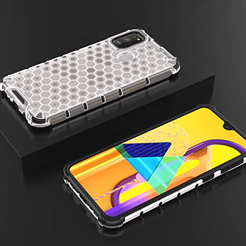 Image of Glasgow | for Samsung Galaxy M21 Honeycomb Pattern Back Case Cover for Samsung Galaxy M21 with 4 Bumper Corners and Military Grade Protection - Transparent