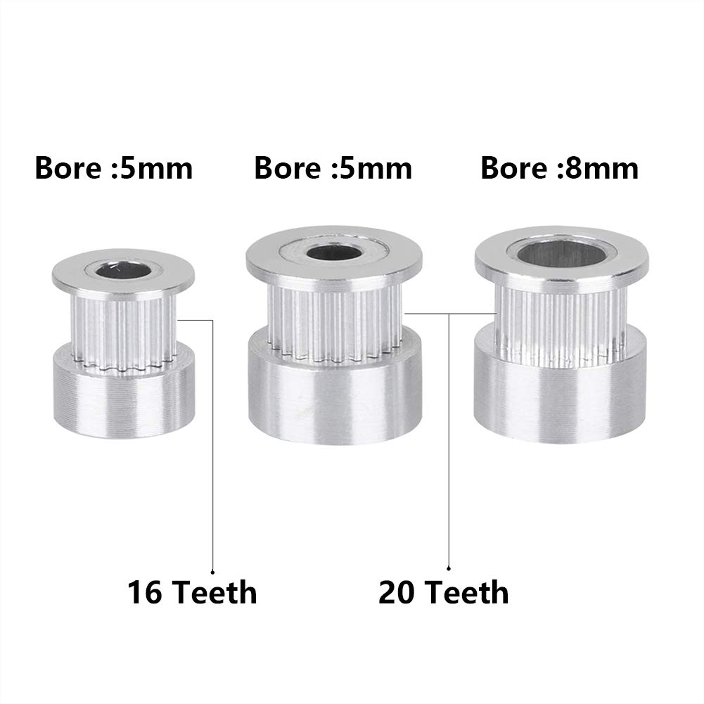 Puleggia In Alluminio GT2 - 5 Pezzi Per Stampanti 3D, 20 Denti, Foro 3mm