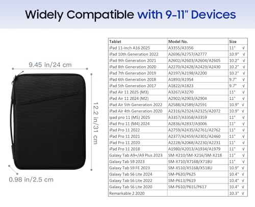 TiMOVO 9-11" Tablet-Hülle für iPad A16 & Galaxy Tab, Schwarz – Ansicht 2