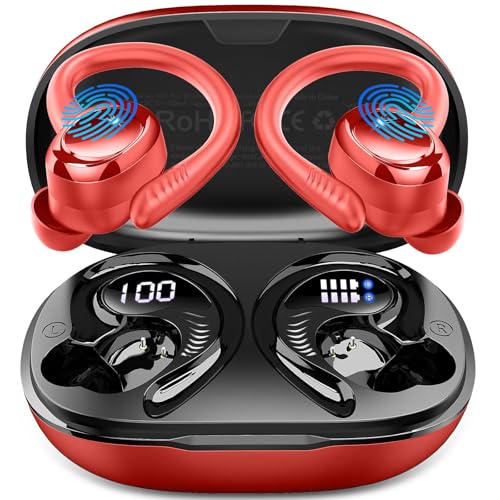 Auriculares Inalámbricos Bluetooth Deportivos, 2026 Auriculares Bluetooth 5.4 con 4 Mics, HiFi Estéreo, 50H Cascos Inalambricos Correr con Cancelación de Ruido,Cascos Bluetooth IP7 Impermeable/USB C