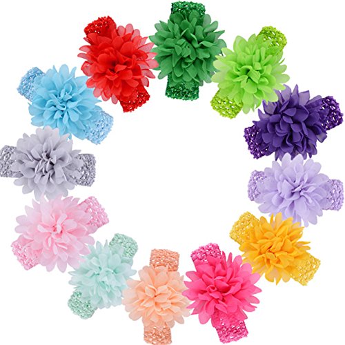 Lot de 10 bandeaux colorés en mousseline de soie pour bébé fille 14-24 cm Cover