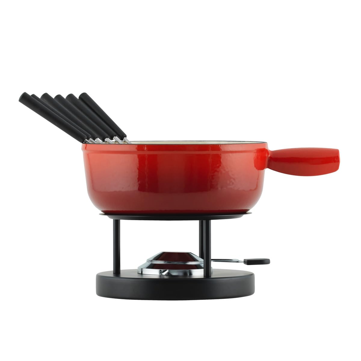 Kuhn Rikon 32236 Fondue au Fromage Set en Fonte 24cm, Fonte, Rouge, 34 x 26 x 23 cm