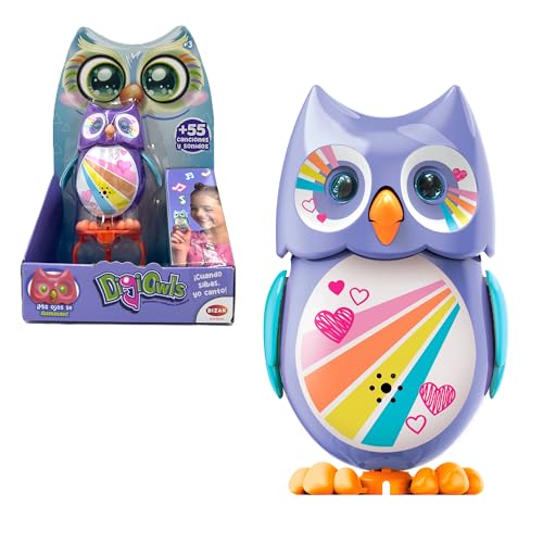 Bizak Mini Hoot Digiowl Buho Interactivo Que Canta, Reacciona a la Voz, 6 Modelos Disponibles, Juguete para niños, A Partir de 3 años, Multicolor, (62008285-6)