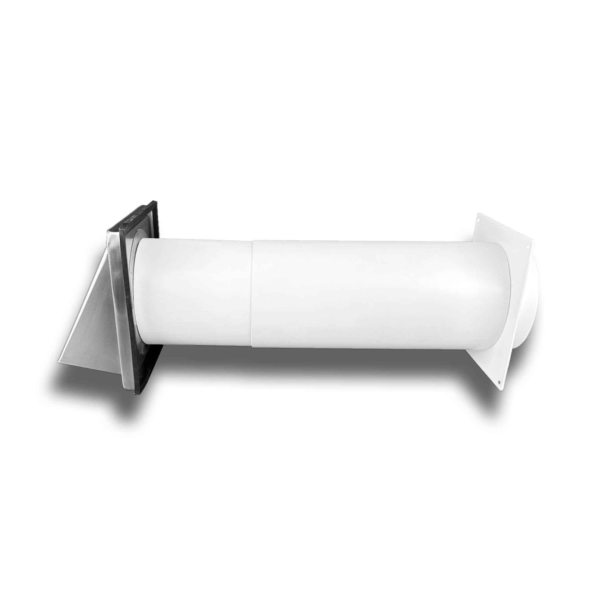 Ventilation Centre - Rejilla de ventilación para pared (acero inoxidable, sistema antirretorno, diámetro de 125 cm, con tubo telescópico)