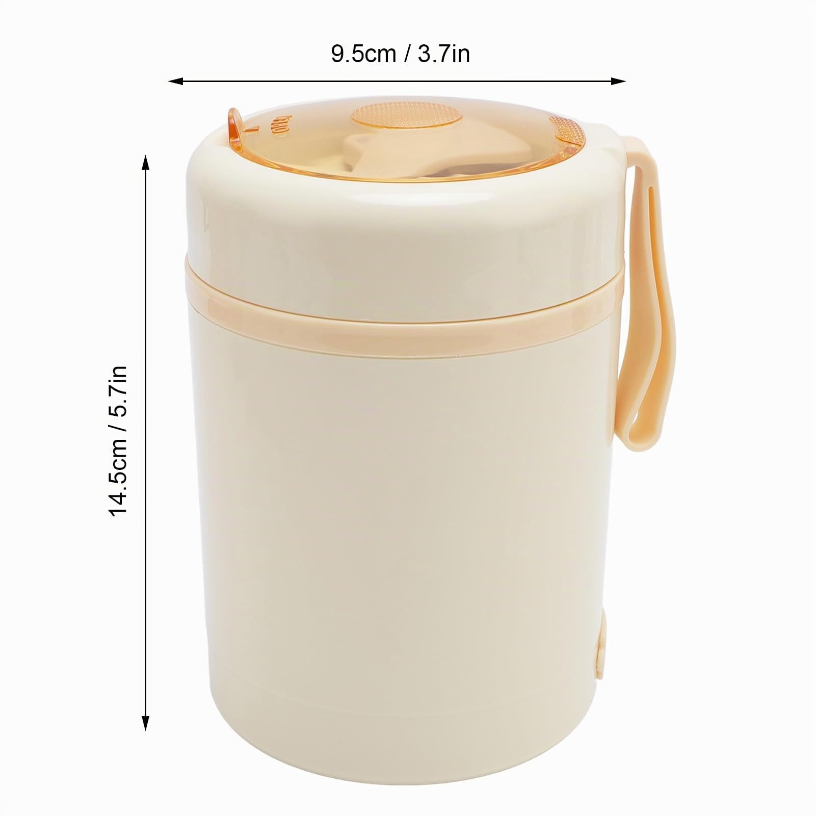 Réchauffeur de Nourriture électrique de Boîte à Déjeuner D'usb, Pot de Nourriture isolé de 600 Ml étanche de L'acier Inoxydable 304 60 ℃ à Température Constante avec la Cuillère (Beige)