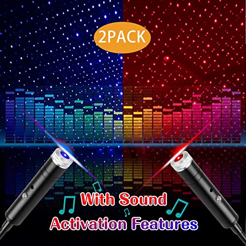 USB Star Light Sound Activated Projector, 2Paks-4 Lighting Effects, Aevdor Auto Roof Romantic