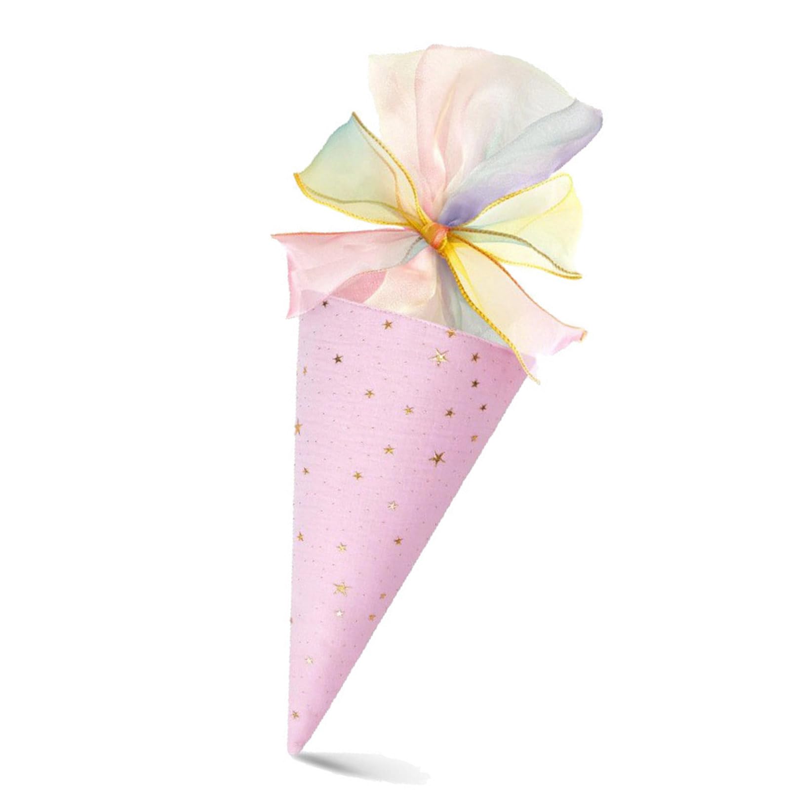 Elnwnnkc Classroom Giveaway Treat Bag in Cone Shape with Fabric Body, Ribbon Accent and Easy Fill Opening for Small Treats Fabric Party Candy Holder