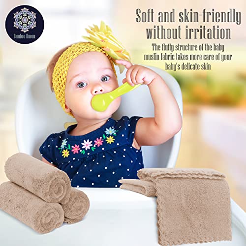 Image of 16 Pack Baby Washcloths - 10x10 Inch, Coral Fleece - Extra Absorbent and Soft Wash Clothes for Newborns, Infants and Toddlers - Suitable for Sensitive Skin and New Born - Baby Shower - Brown