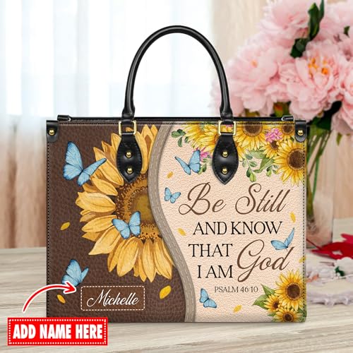 Personalized Christian Leather Handbag for Women, Custom Name Church Bag, Unique Gift for God Lovers, Gift for Christmas2