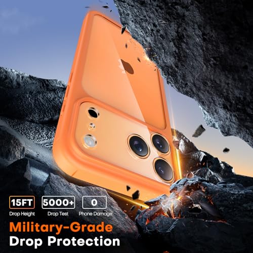 Image of TAURI for iPhone 17 Pro Max Case, with Screen Protector, Orang | Full Camera Protection, Anti-Yellowing Military-Grade Protection Shockproof Slim Phone Case for iPhone 17 ProMax