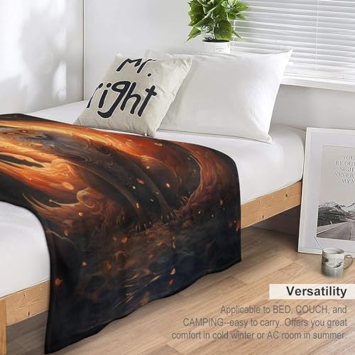 Couverture douce en flannel Nine Tailed Renard, plaid chaud et léger de 150×200cm