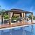 MELLCOM 14'x20' Hardtop Gazebo, Galvanized Steel Metal Double Roof Aluminum Gazebos with Curtain and Netting, Brown Permanent Pavilion Gazebo with Aluminum Frame for Patios, Gardens, Lawn