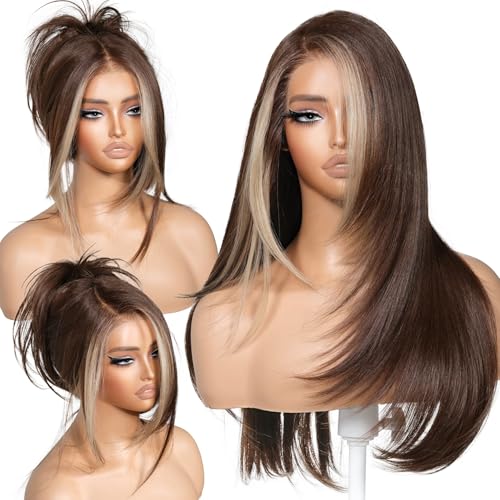 Chocolate-brown synthetic with face-framing bangs — 1,100+ ratings on the wear-and-go formula.