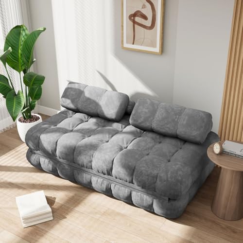 DSNAPE Folding Futon Sofa Bed, Full, Grey
