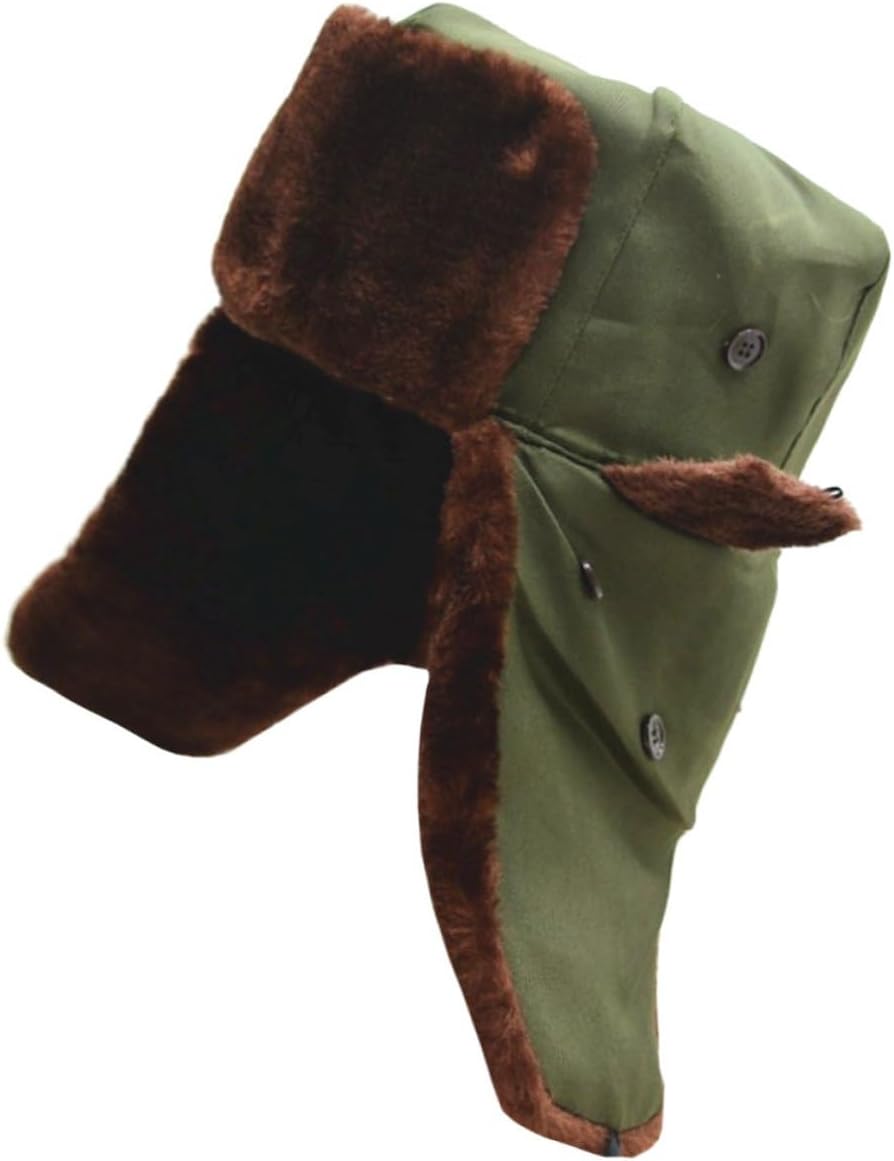 YARNOW Women Winter Trapper Hat with Ear Flaps Thickened Fleece Warm Outdoor Cap Cold Weather Cold Protection Olive Green