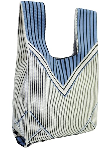 Bolso de muñeca para mujer, bolso tipo wristlet con diseño de rayas, bolsa portátil para regalo miniatura 1