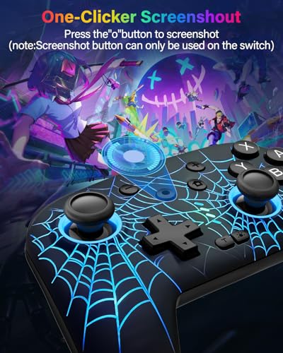 Image of Switch Controller Compatible with Switch /Switch Lite /OLED /PC, Programmable Wireless Switch Controller with 10 LED Light, 6-Axis Motion, Turbo, Vibration, One-Key Wake Up & Pairing, 1000mAh Battery