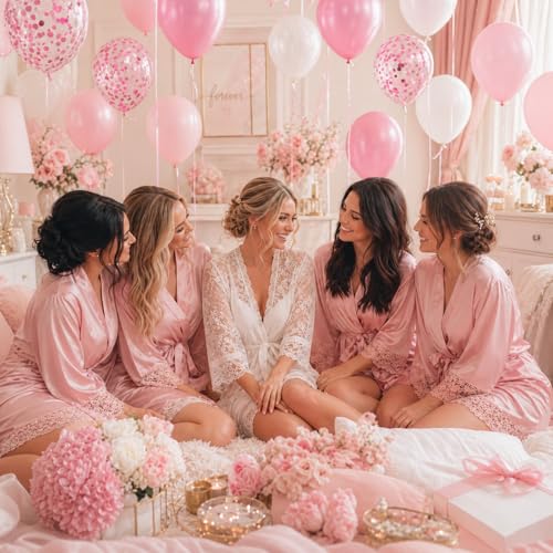 Image of Balloons Pink and White, 60 Packs 12 Inch Light Pink White Balloons with Confetti Balloons for Birthday Party Decorations Girl Women, Wedding, Christening Baby Shower Party, Bridal Shower