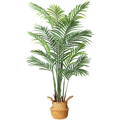 Mosade Artificial Areca Palm Tree 5Feet Fake Tropical Palm Plant And Handmade Seagrass Basket, Perfect Tall Faux Dypsis Lutescens Plants For Entryway Modern Decor Home Office Porch Balcony Gift #TOP10