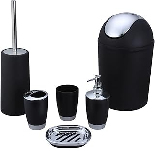 Funcional y elegante colección de accesorios de baño de 6 piezas, perfecta para cualquier hogar contemporáneo u hotel (color negro)