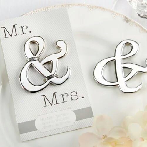 50Pcs Wholesale Mr. and Mrs. Ampersand Bottle Opener Favor for Party Supplies Silver Wedding Gift for Guest