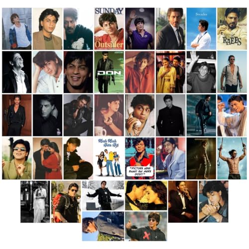 Image of Auraposter Shah Rukh Khan Mini Posters Set of 40 (15x10 cm) | King SRK's Film Posters for Wall, Bedroom, Living Room | Bollywood Actor | Double Tape Included