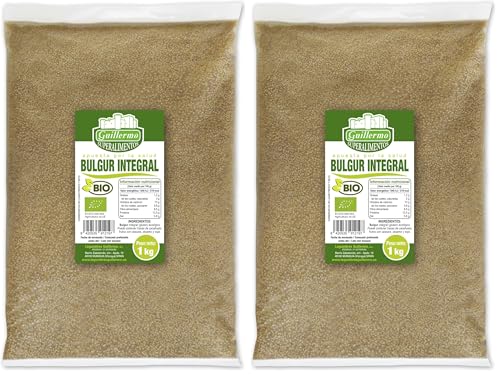 Guillermo | Bulgur integral BIO - Bolsa 1kg. | 100% ecológico | Muy bajo en grasas | Rico en fibra | Buen aliado de nuestra salud (Paquete de 2)
