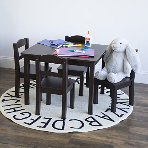 Image of Humble Crew Kids Table and Chair Set, Toddler Activity Table with 4 Chairs for Play, Crafts, Snacks & Learning, Wooden Kids Furniture for Playroom & Bedroom, Espresso