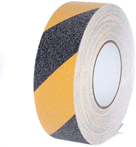 15 m x 5 cm, cinta antideslizante que mejora el agarre, adhesivo fuerte antideslizante de seguridad para interiores y exteriores, para seguridad en el trabajo, seguridad en el hogar. negro y amarillo Cover