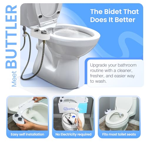 Image of CLEAR REAR Bidet Attachment for Toilet Seat - Non-Electric with Self Cleaning Dual Nozzles, Leak Proof Connectors, Adjustable Water Spray, Rear & Feminine Wash - Hygienic Bathroom Upgrades (White)