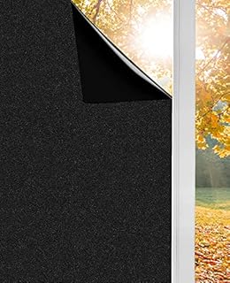 Total Blackout Window Film 44.5 x 200cm, 100% Light Blocking Self Adhesive No Glue No Residue Removable Shackcom Static Cling Privacy Glass Film for Anti-UV Darkening Heat Control Window Tint